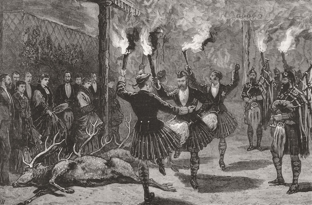 SCOTLAND. Deer-hunting, Mar Forest-dance of Triumph 1881 old antique print